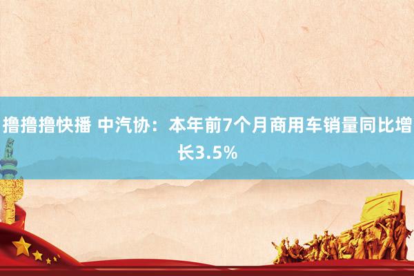 撸撸撸快播 中汽协：本年前7个月商用车销量同比增长3.5%