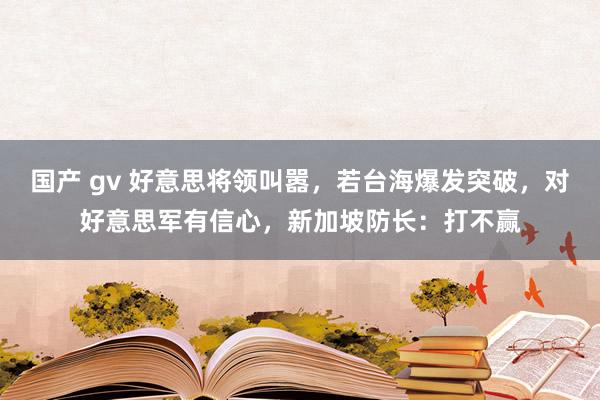 国产 gv 好意思将领叫嚣，若台海爆发突破，对好意思军有信心，新加坡防长：打不赢