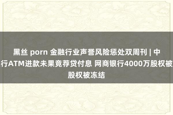 黑丝 porn 金融行业声誉风险惩处双周刊 | 中国银行ATM进款未果竟荐贷付息 网商银行4000万股权被冻结