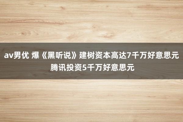 av男优 爆《黑听说》建树资本高达7千万好意思元 腾讯投资5千万好意思元