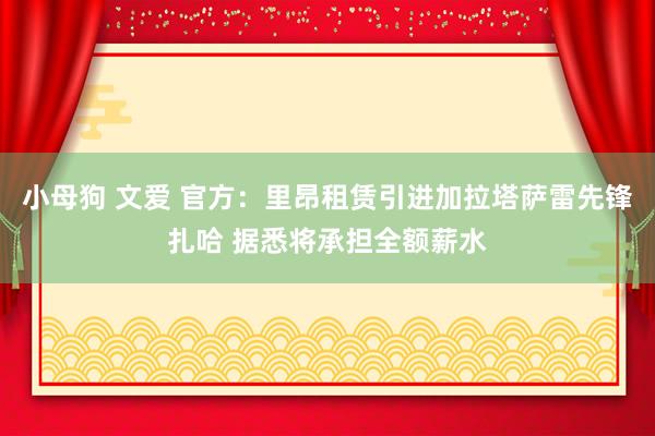 小母狗 文爱 官方：里昂租赁引进加拉塔萨雷先锋扎哈 据悉将承担全额薪水