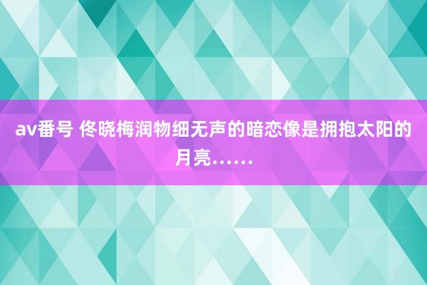 av番号 佟晓梅润物细无声的暗恋像是拥抱太阳的月亮……