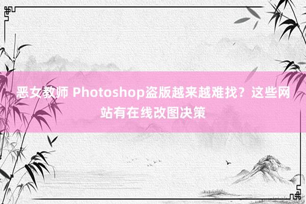 恶女教师 Photoshop盗版越来越难找？这些网站有在线改图决策